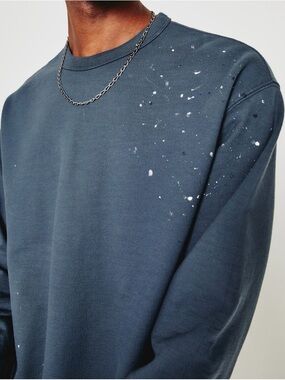 Ag Adriano Goldschmied Dark Navy Grey Crewneck Sweatshirt w splatter paint